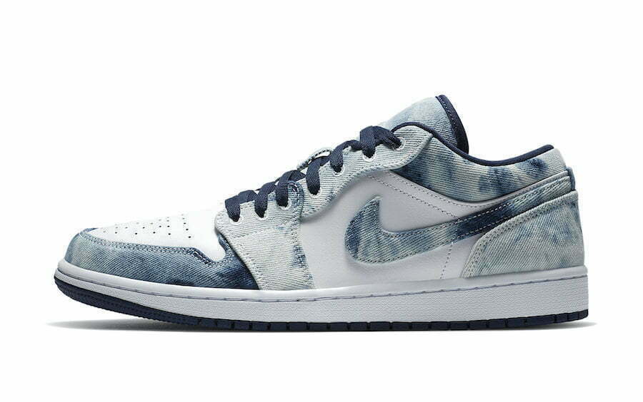 Кроссовки Nike Air Jordan 1 Low Washed Denim (белый, голубой) фотография