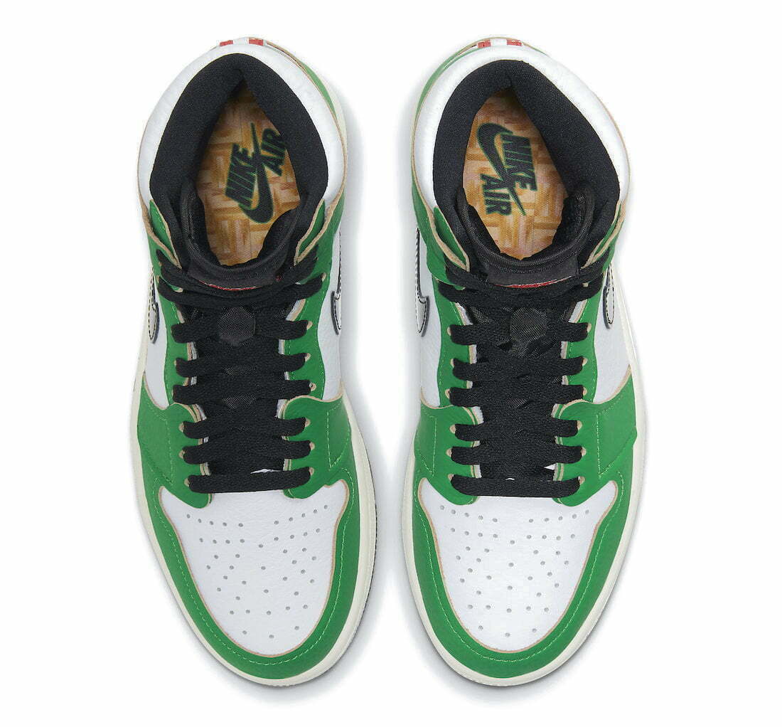 Кроссовки Nike Air Jordan Retro High Lucky Green (W) (Белый, Зеленый)  купить по цене 18024 рублей в Москве в интернет-магазине MYREACT