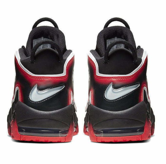 nike uptempo black white red