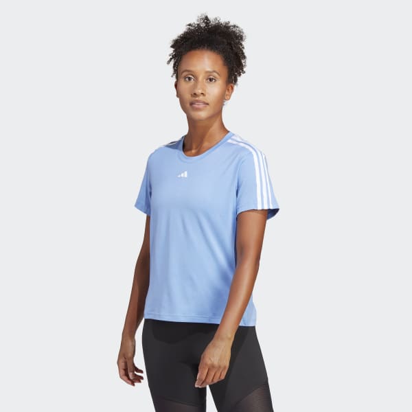 Женская футболка adidas AEROREADY Train Essentials 3-Stripes Tee (Синяя) фото