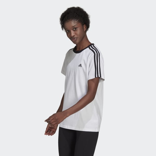 Adidas essentials 3 store stripe t shirt