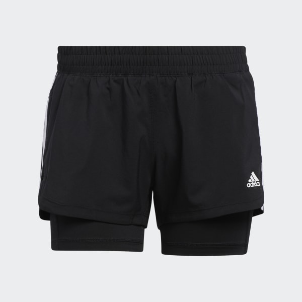 Женские шорты adidas Pacer 3-Stripes Woven Two-in-One Shorts (Черные) фото