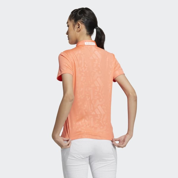Женская рубашка AEROREADY Deboss Polo Shirt ( Оранжевая ) фотография