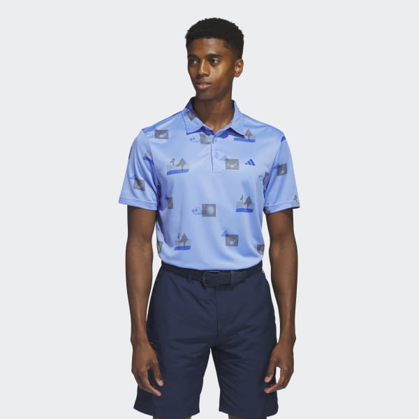 

Мужская рубашка Allover-Print Polo Shirt ( Синяя ), Синий