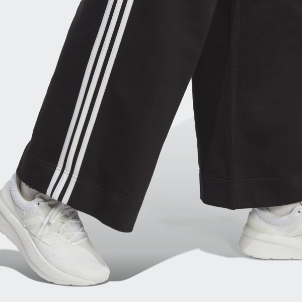 Женские брюки Essentials 3-Stripes French Terry Wide Pants ( Черные )