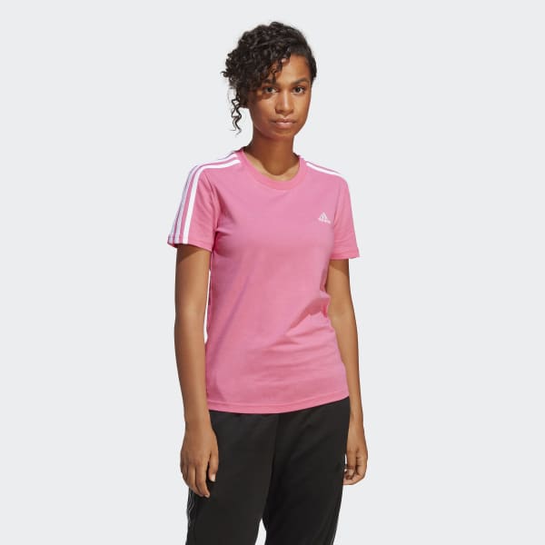 Женская футболка Essentials Slim 3-Stripes Tee ( Розовая ) фотография