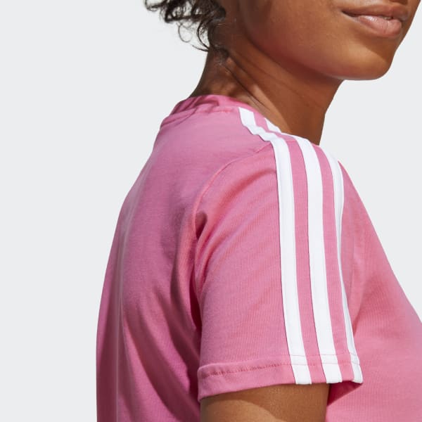 Женская футболка Essentials Slim 3-Stripes Tee ( Розовая ) фото
