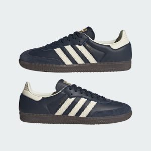 Adidas samba navy sales gold