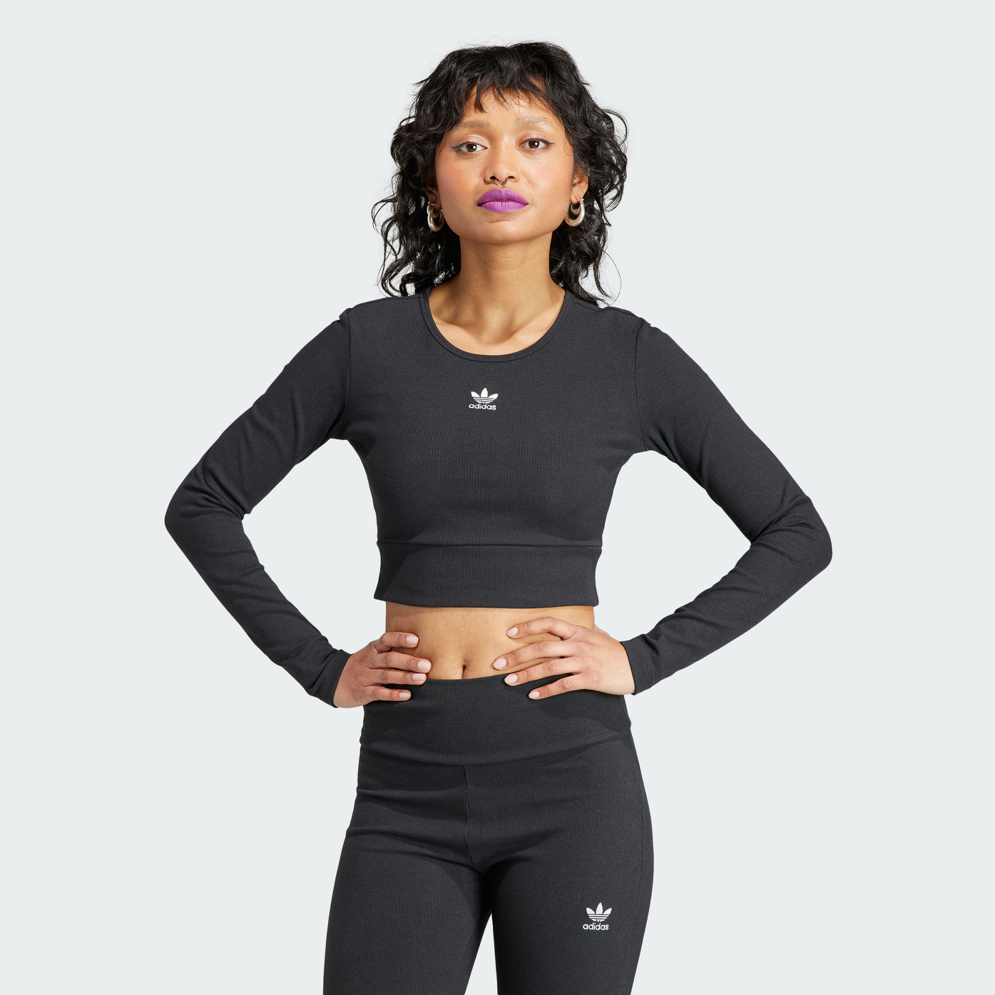 

Женская футболка adidas ESSENTIALS RIB LONG SLEEVE TEE, Черный