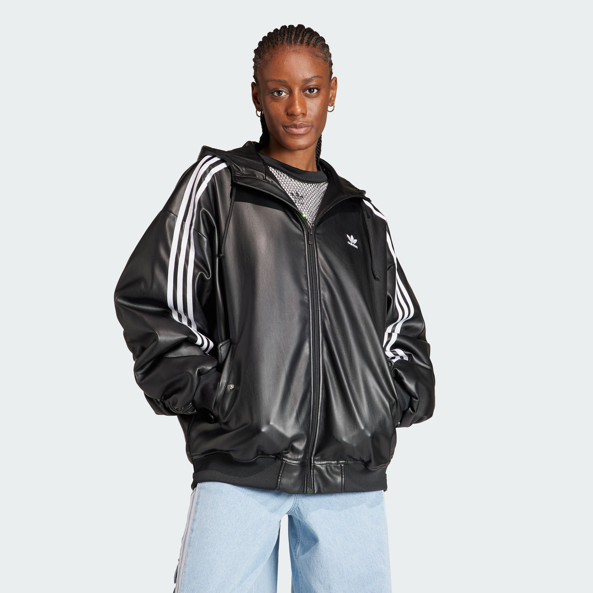 Adidas originals faux sales leather jacket