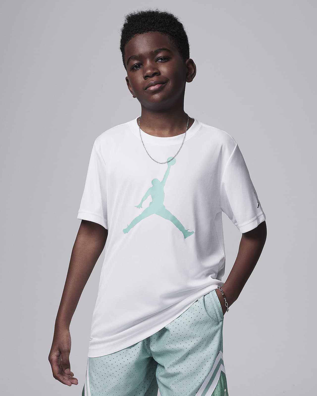 Детская футболка nike Jordan Dri-FIT зеленая HA2543-100 купить в Москве с  доставкой: цена, фото, описание - интернет-магазин MYREACT.ru