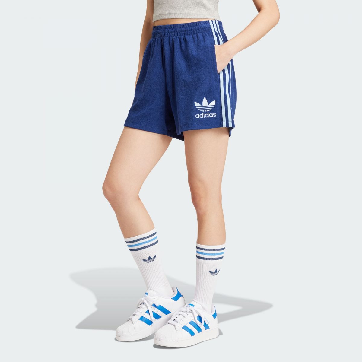Женские шорты adidas TERRY SHORTS синие фото