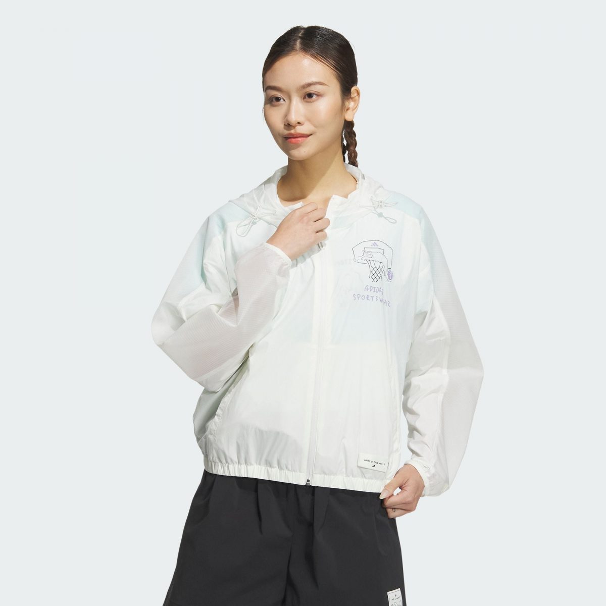 Женская куртка adidas GRAPHIC WOVEN JACKET MBTI белая фото