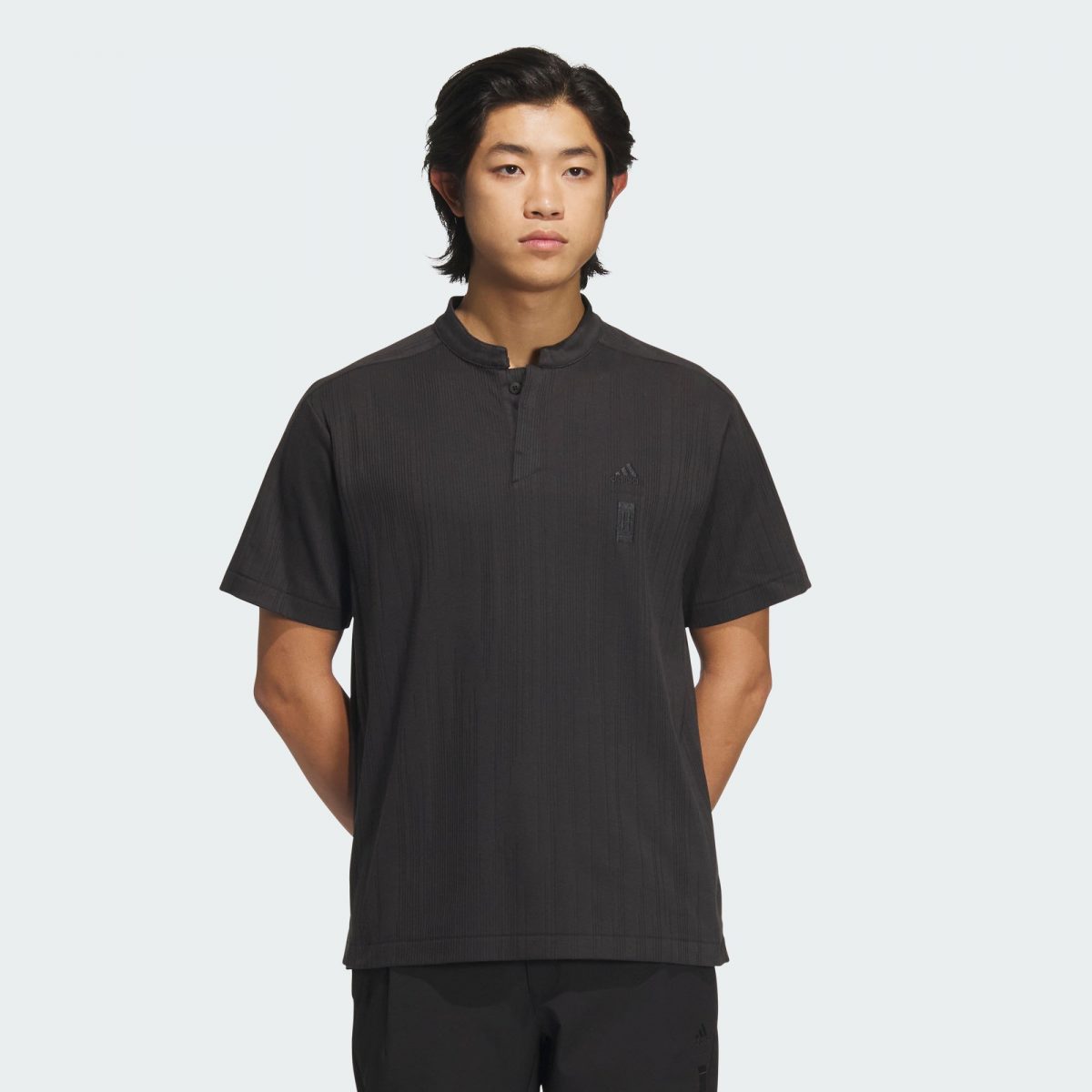 Мужская футболка adidas WUJI JAQUARD POLO SHIRT черная фото