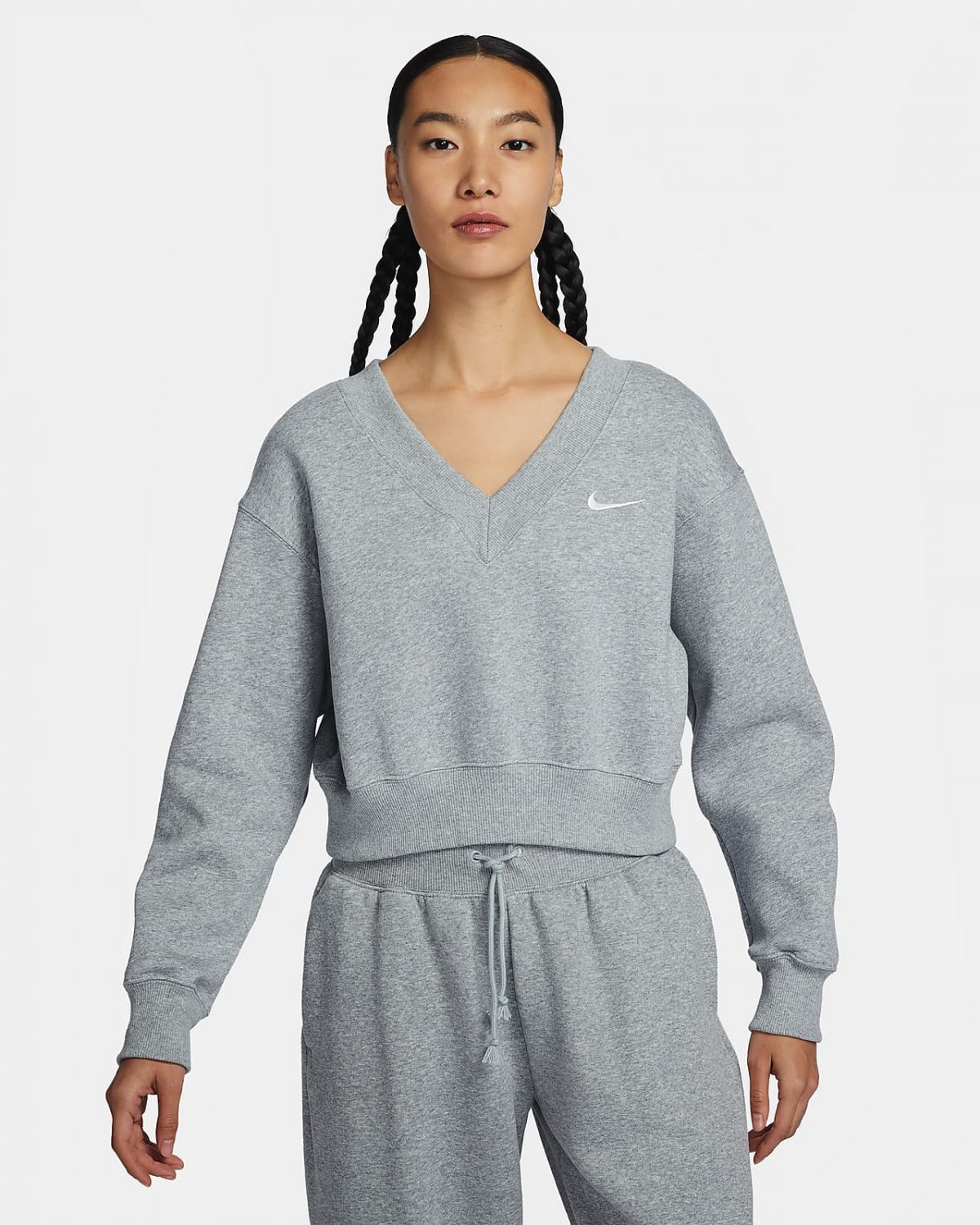 Женский топ Nike Sportswear Phoenix Fleece серый фото